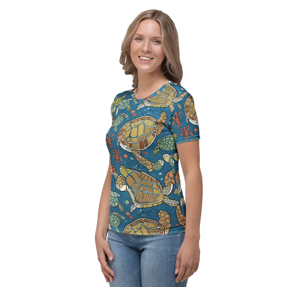 Tidal Tortoise on Women's Crew Neck T-Shirt — Left