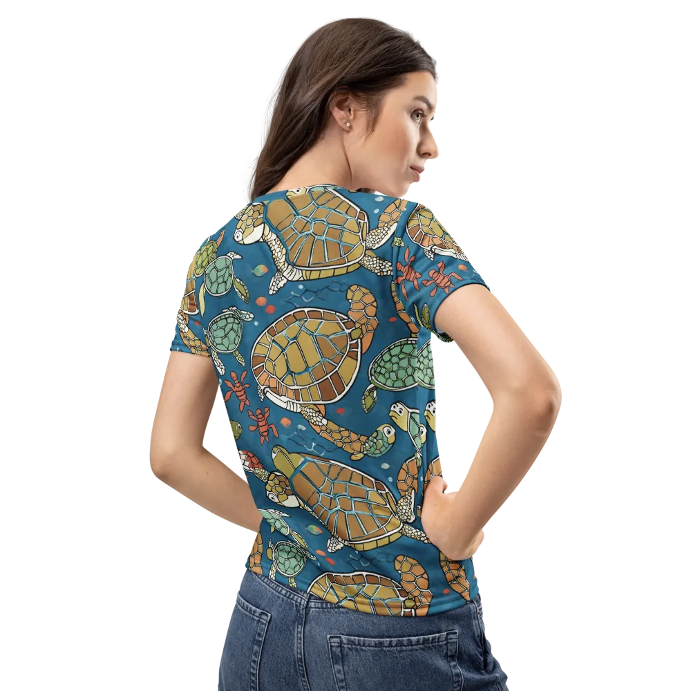 Tidal Tortoise on Women's Crew Neck T-Shirt — Back