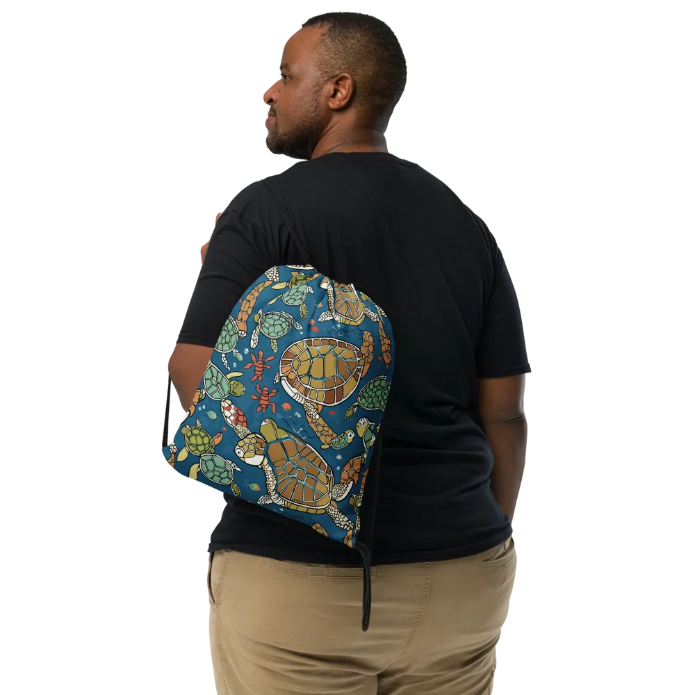 Tidal Tortoise on Drawstring Bag — Front