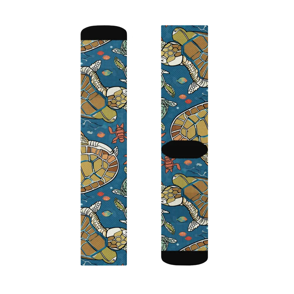 Tidal Tortoise on Socks — Left Sock