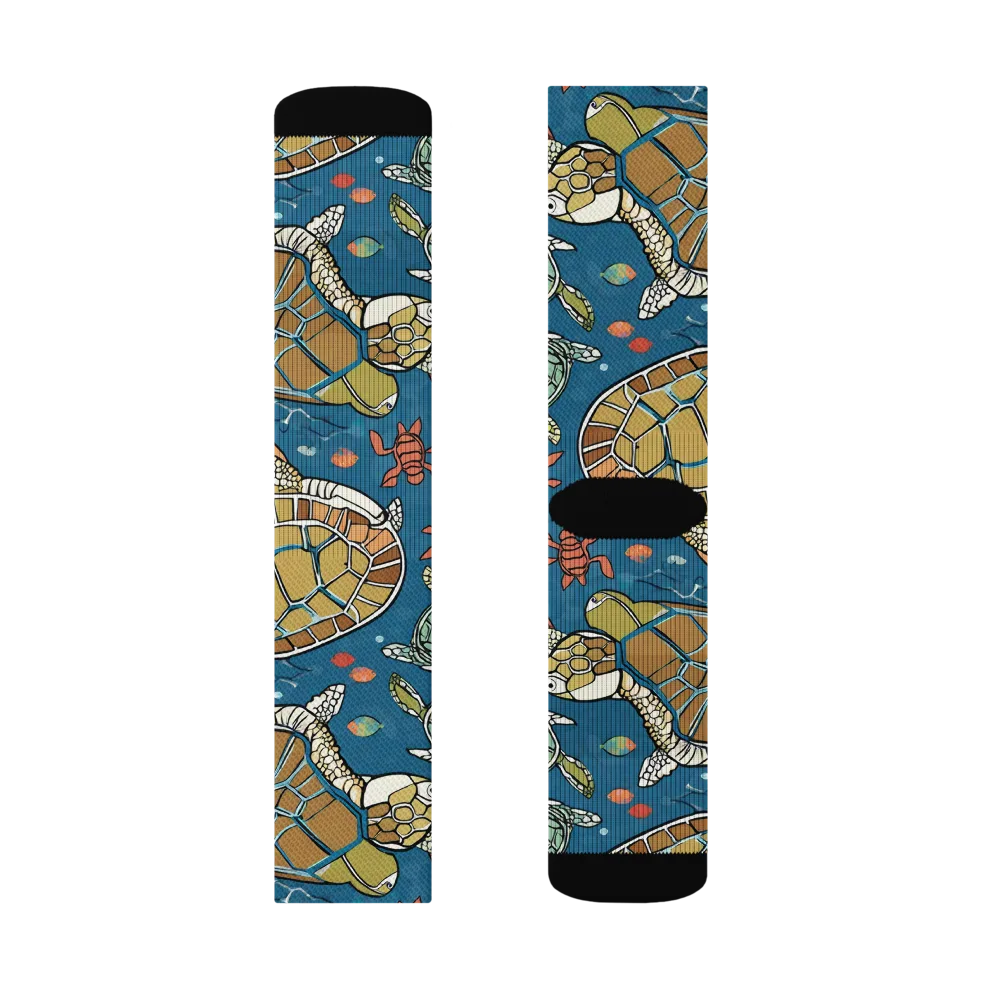 Tidal Tortoise on Socks — Right Sock