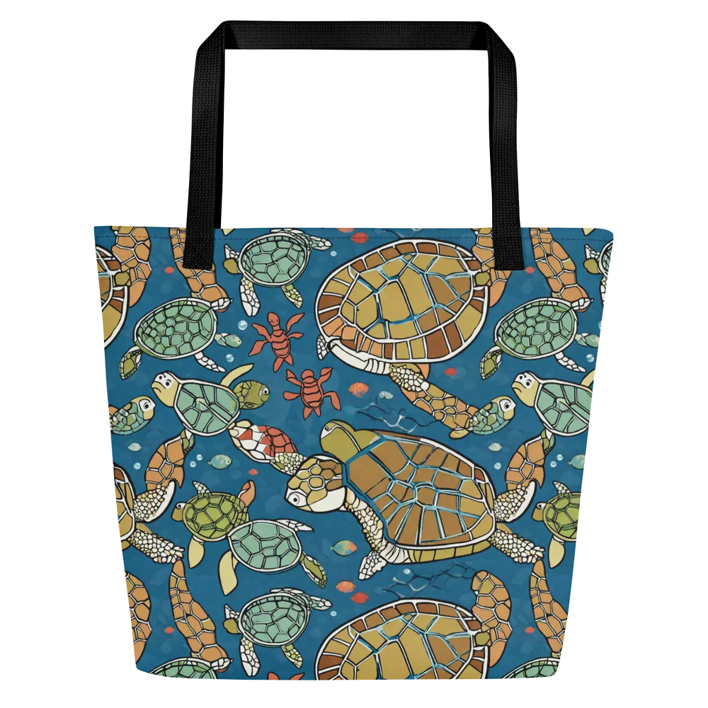 Tidal Tortoise on Large Tote Bag W/ Pocket — Front