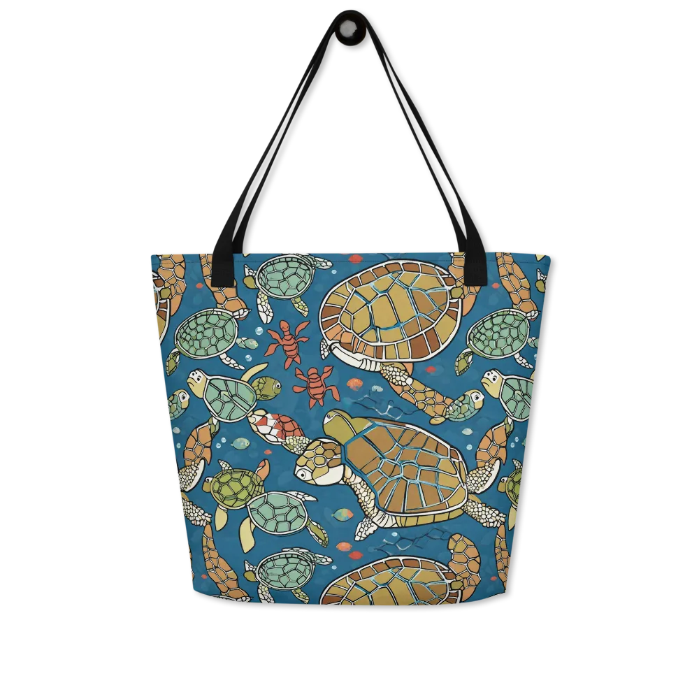 Tidal Tortoise on Large Tote Bag W/ Pocket — Front