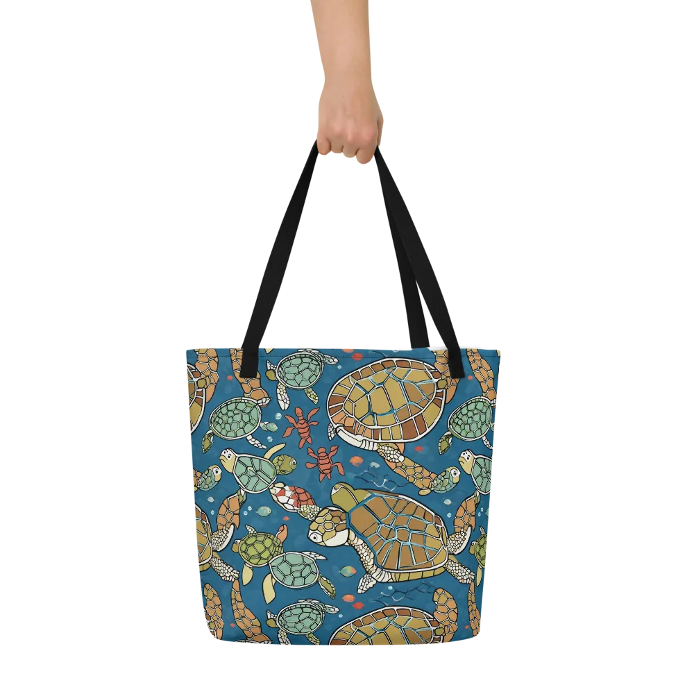 Tidal Tortoise on Large Tote Bag W/ Pocket — Front