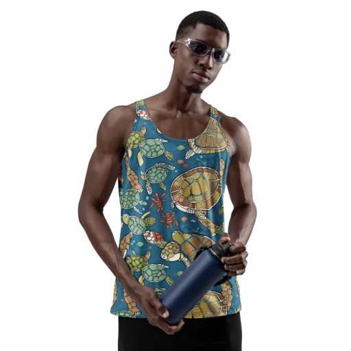 Tidal Tortoise on a Men's Tank Top
