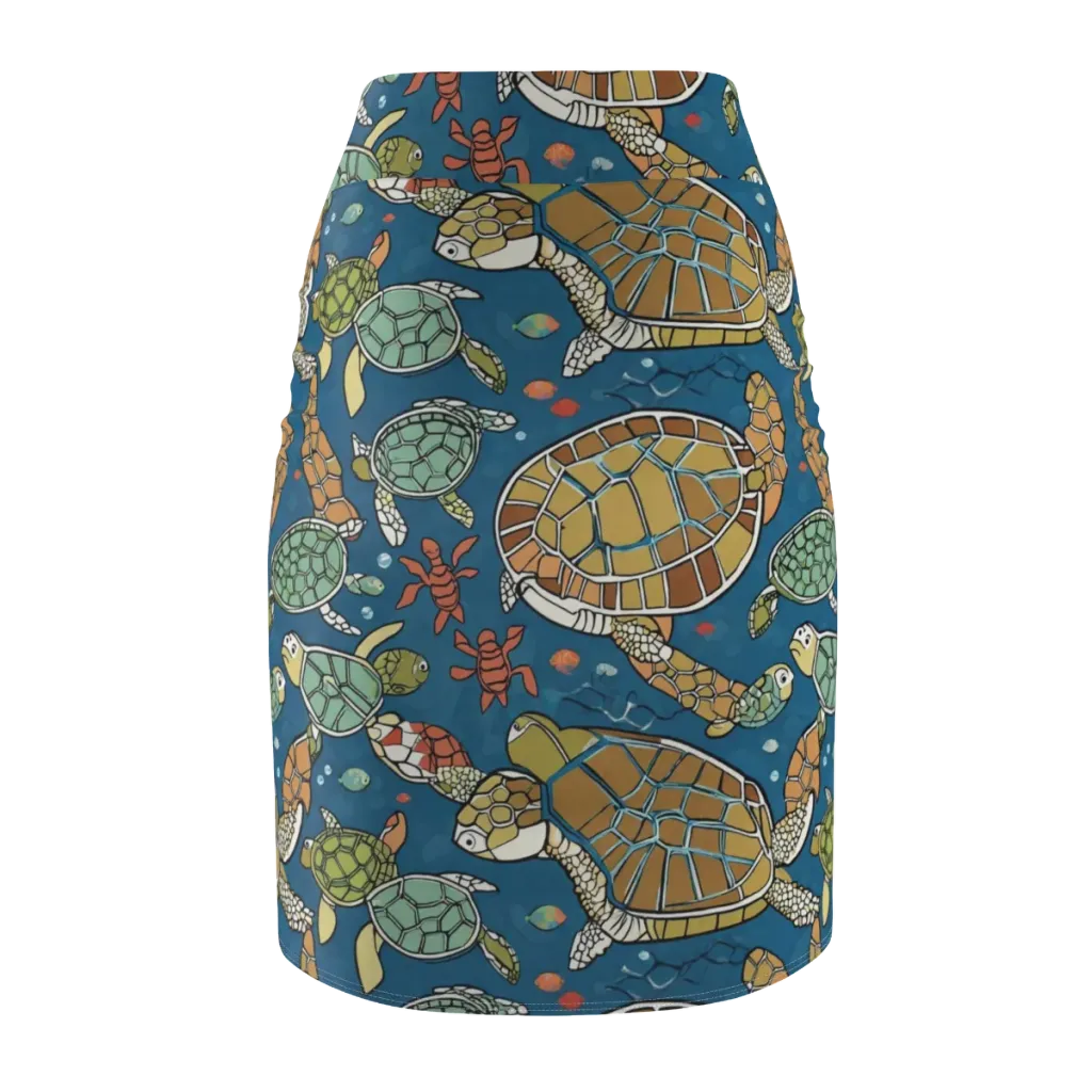 Tidal Tortoise on Pencil Skirt — Back