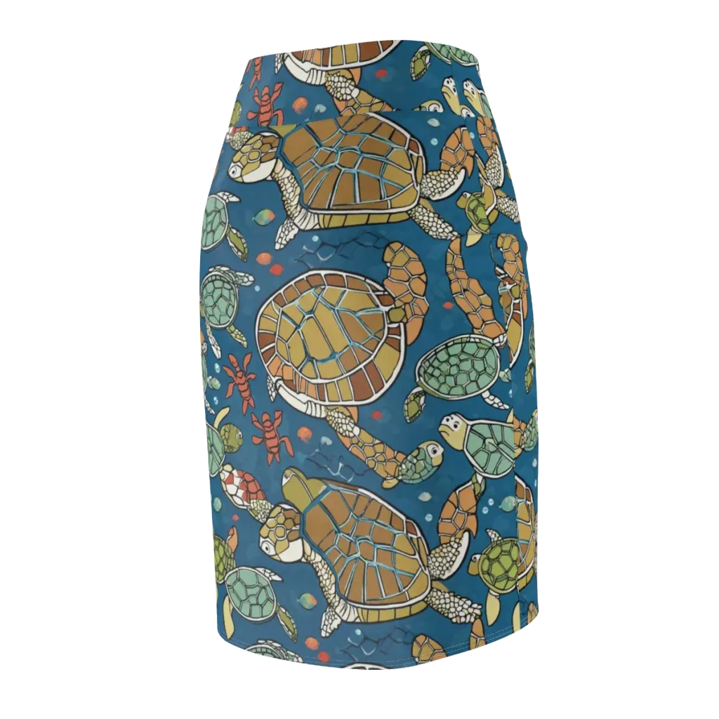 Tidal Tortoise on Pencil Skirt — Back Side