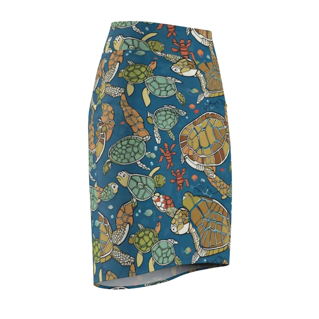 Tidal Tortoise on Pencil Skirt — Front Side