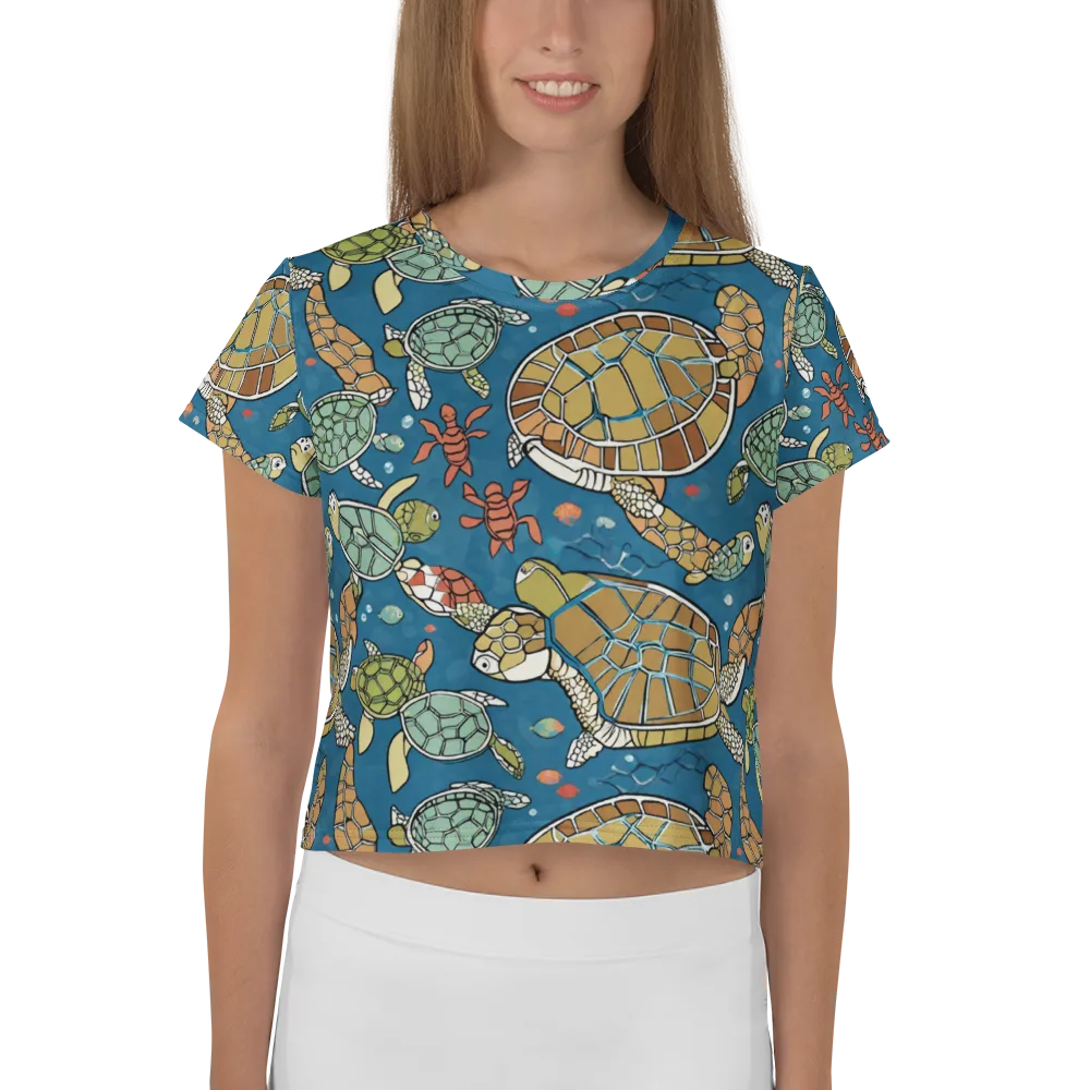 Tidal Tortoise on Crop Tee — Front