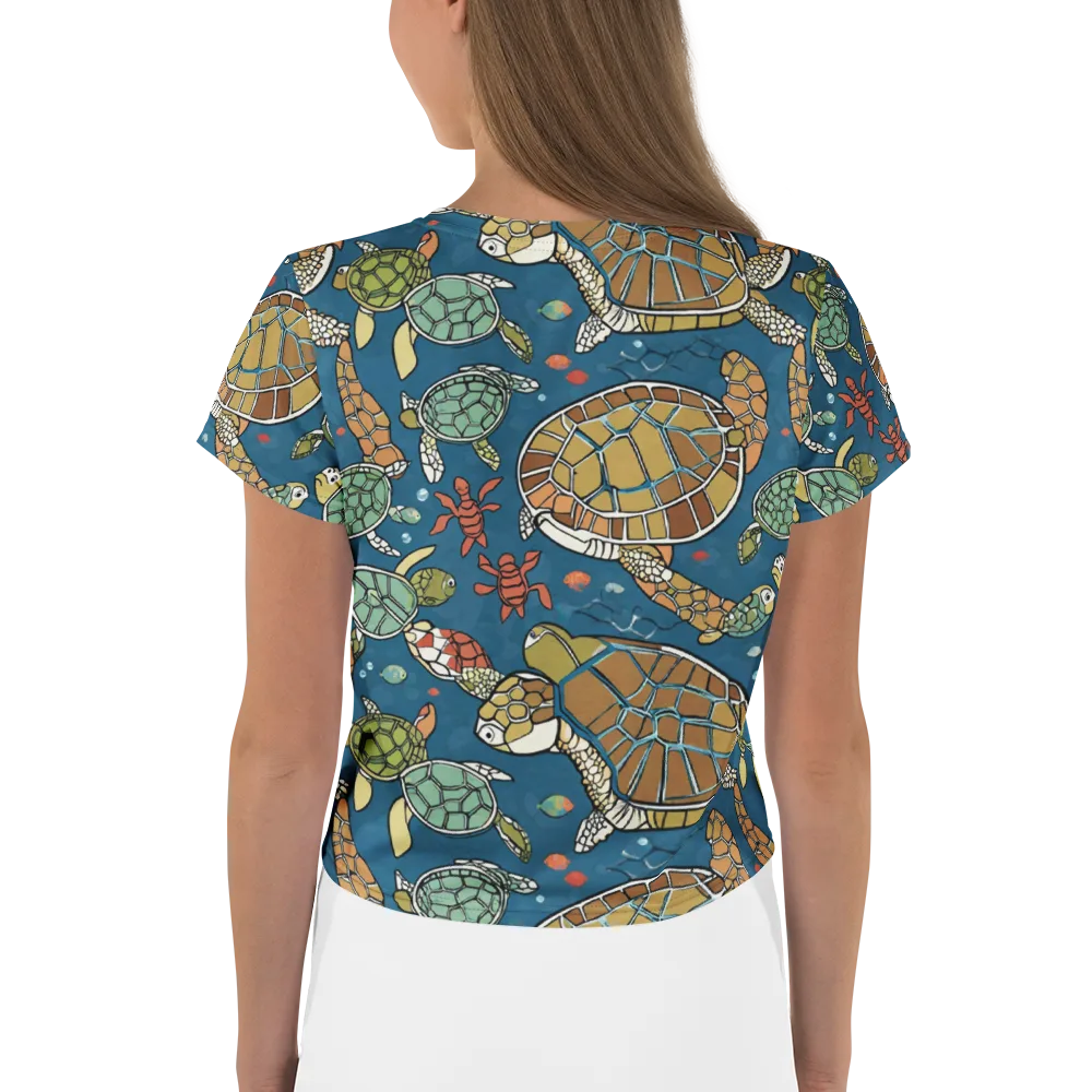 Tidal Tortoise on Crop Tee — Back