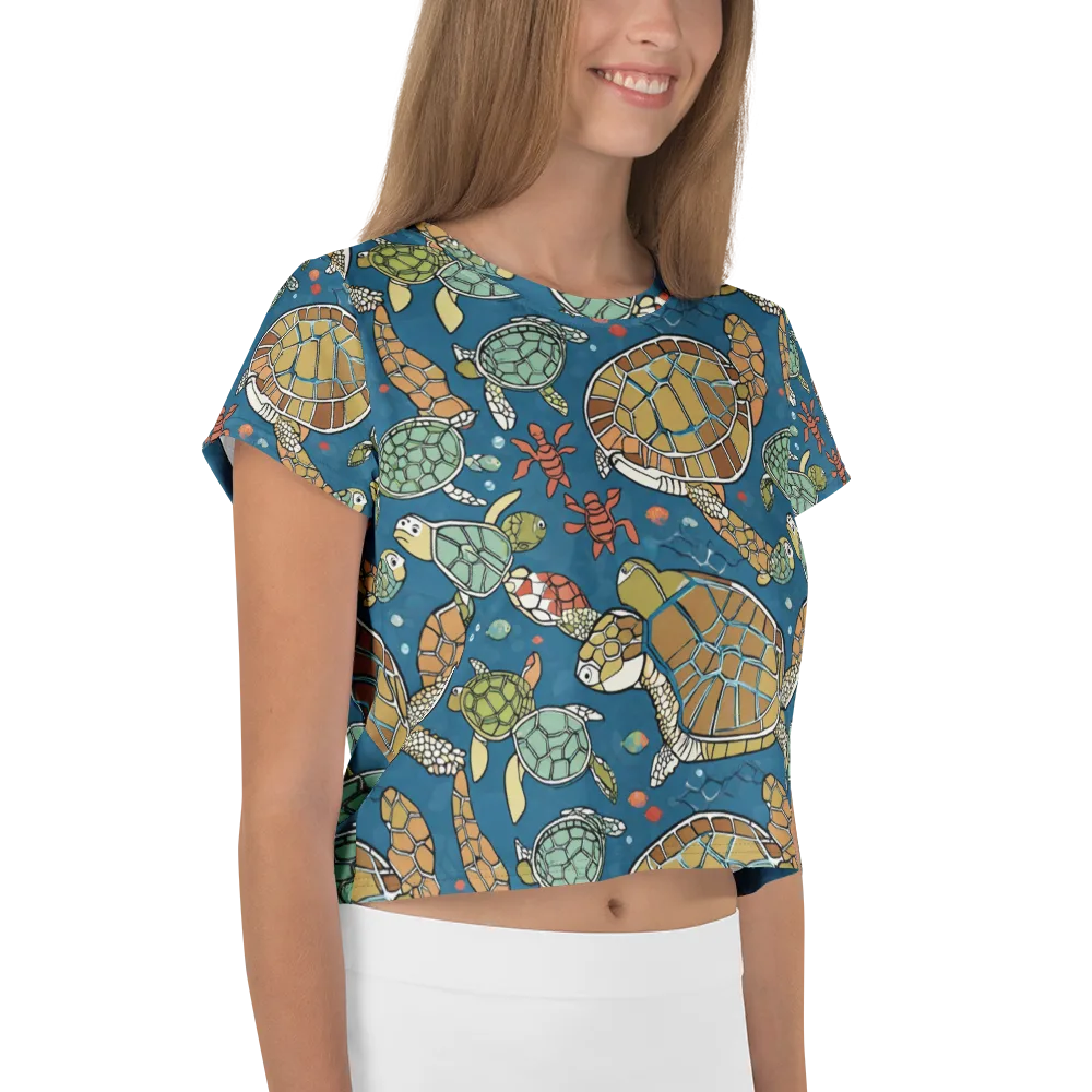 Tidal Tortoise on Crop Tee — Right