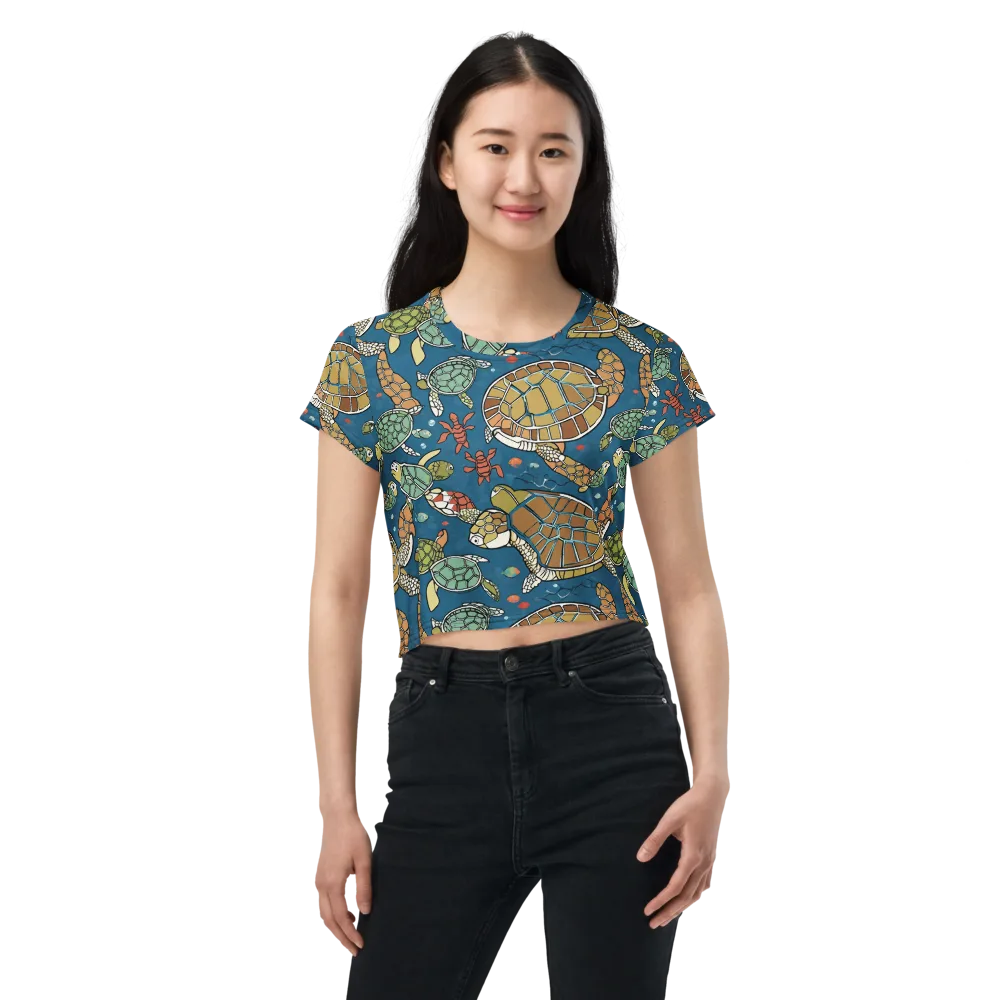 Tidal Tortoise on Crop Tee — Front