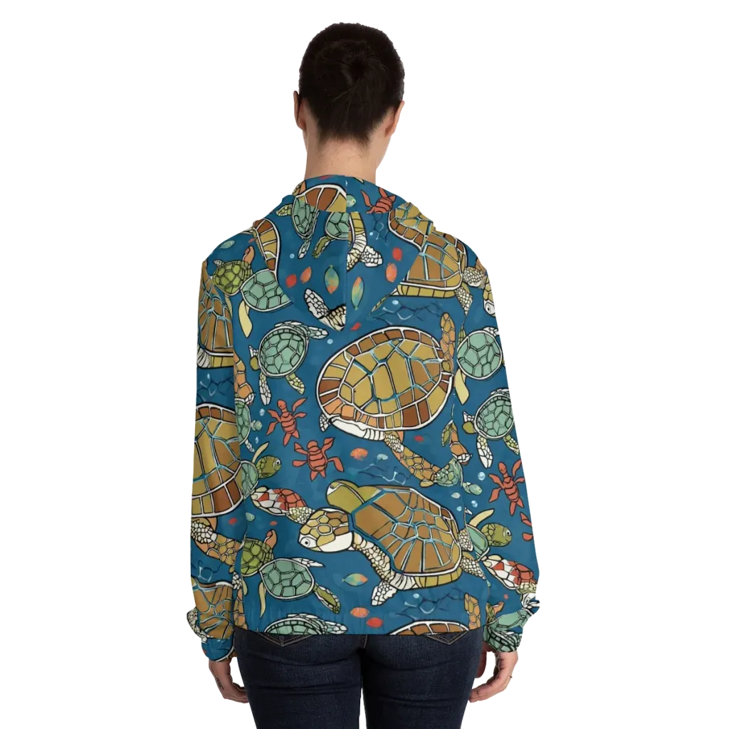 Tidal Tortoise on Women's Full-Zip Hoodie — Back On Person