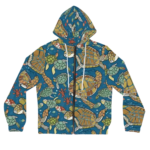 Tidal Tortoise on a Women's Full-Zip Hoodie