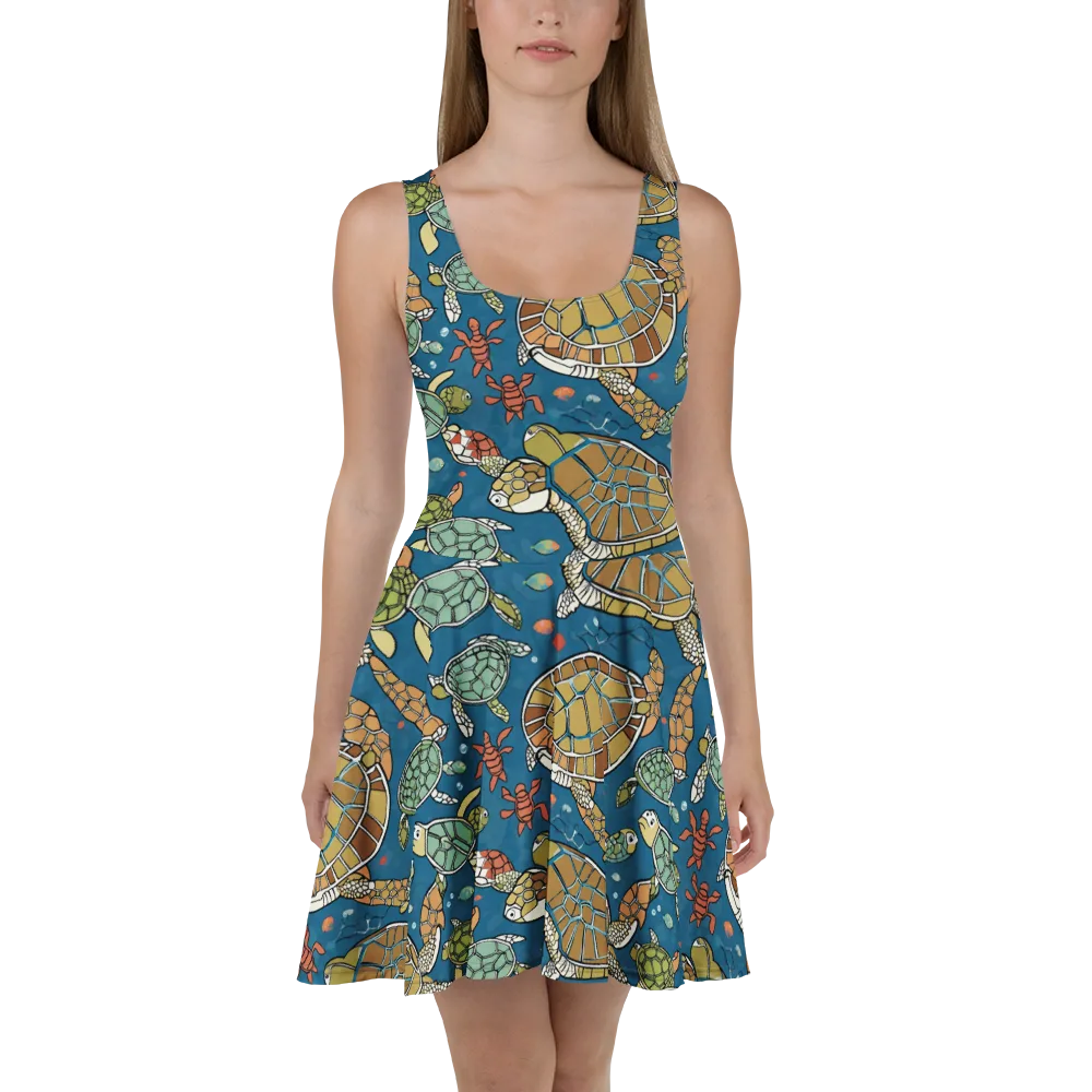 Tidal Tortoise on Skater Dress — Front