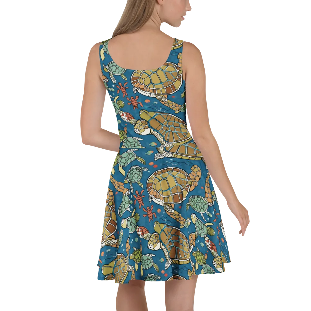 Tidal Tortoise on Skater Dress — Back