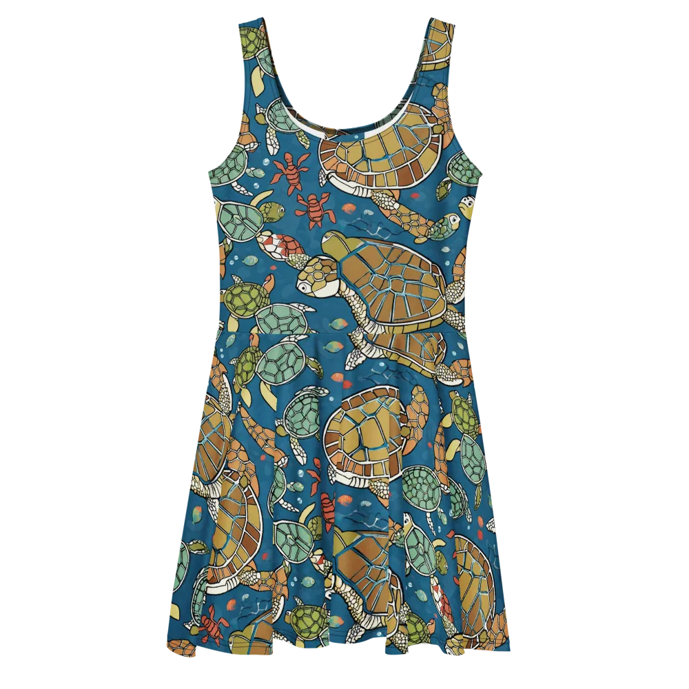 Tidal Tortoise on Skater Dress — Front