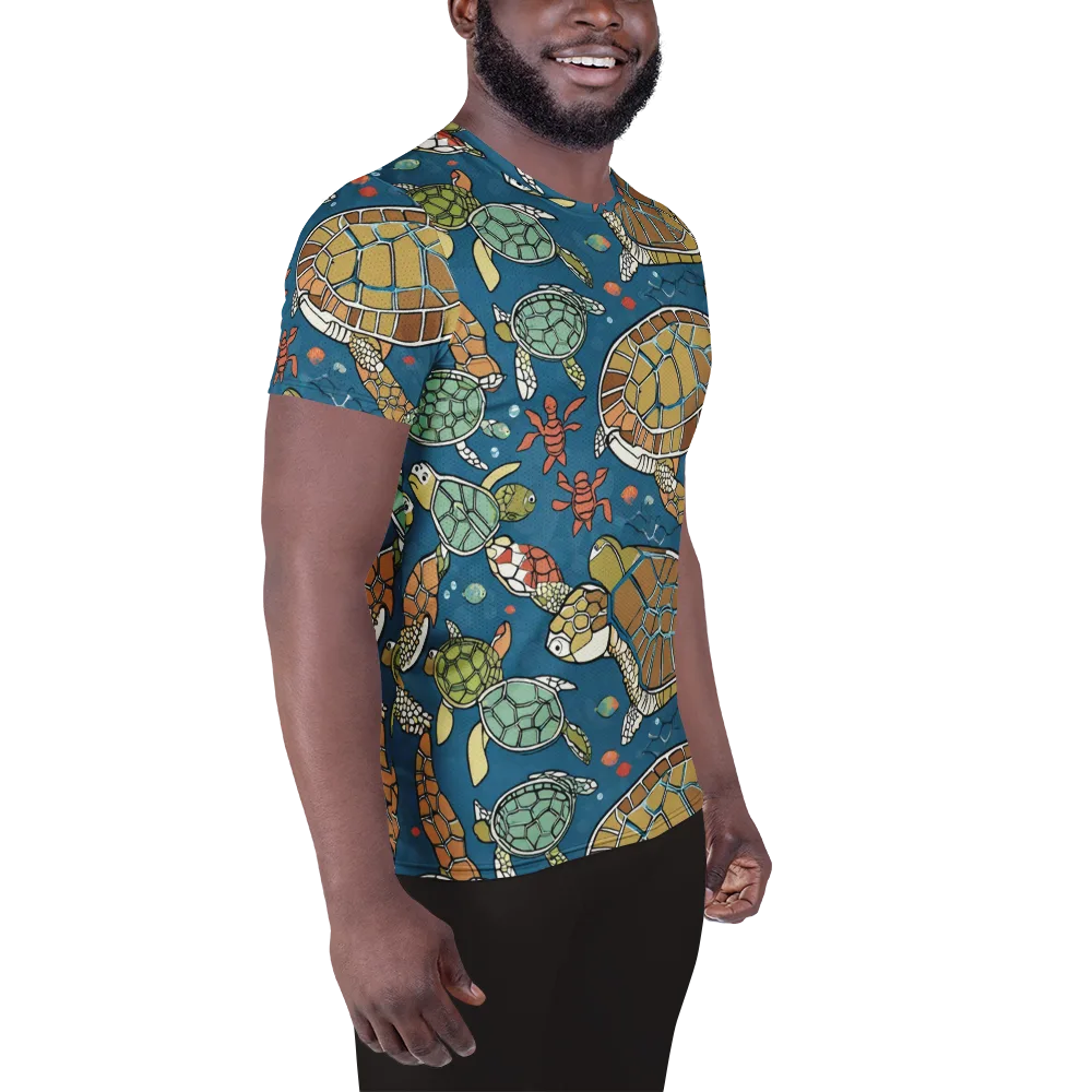 Tidal Tortoise on Men's Athletic T-Shirt — Right