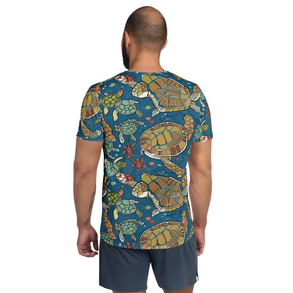 Tidal Tortoise on Men's Athletic T-Shirt — Back