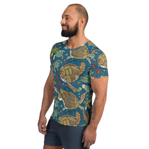 Tidal Tortoise on a Men's Athletic T-Shirt