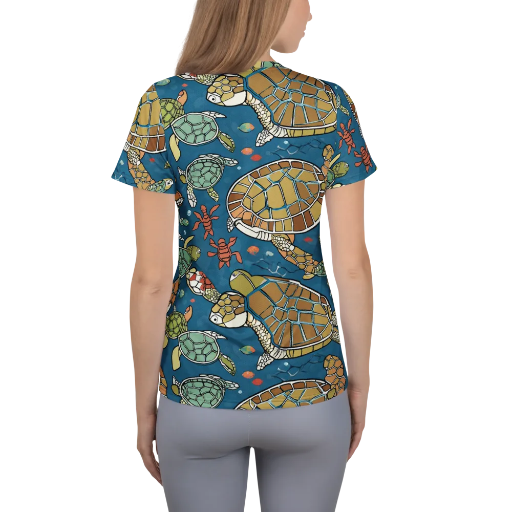 Tidal Tortoise on Women's Athletic T-Shirt — Back