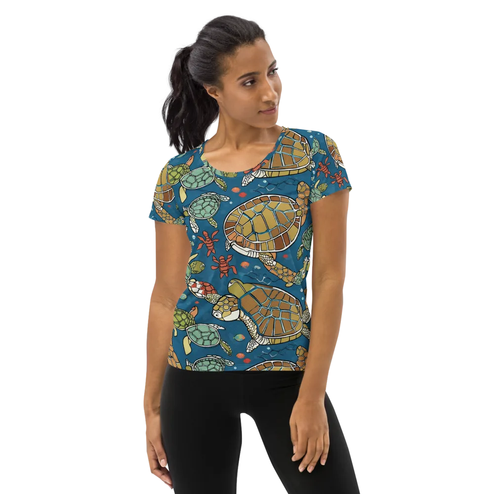 Tidal Tortoise on Women's Athletic T-Shirt — Front