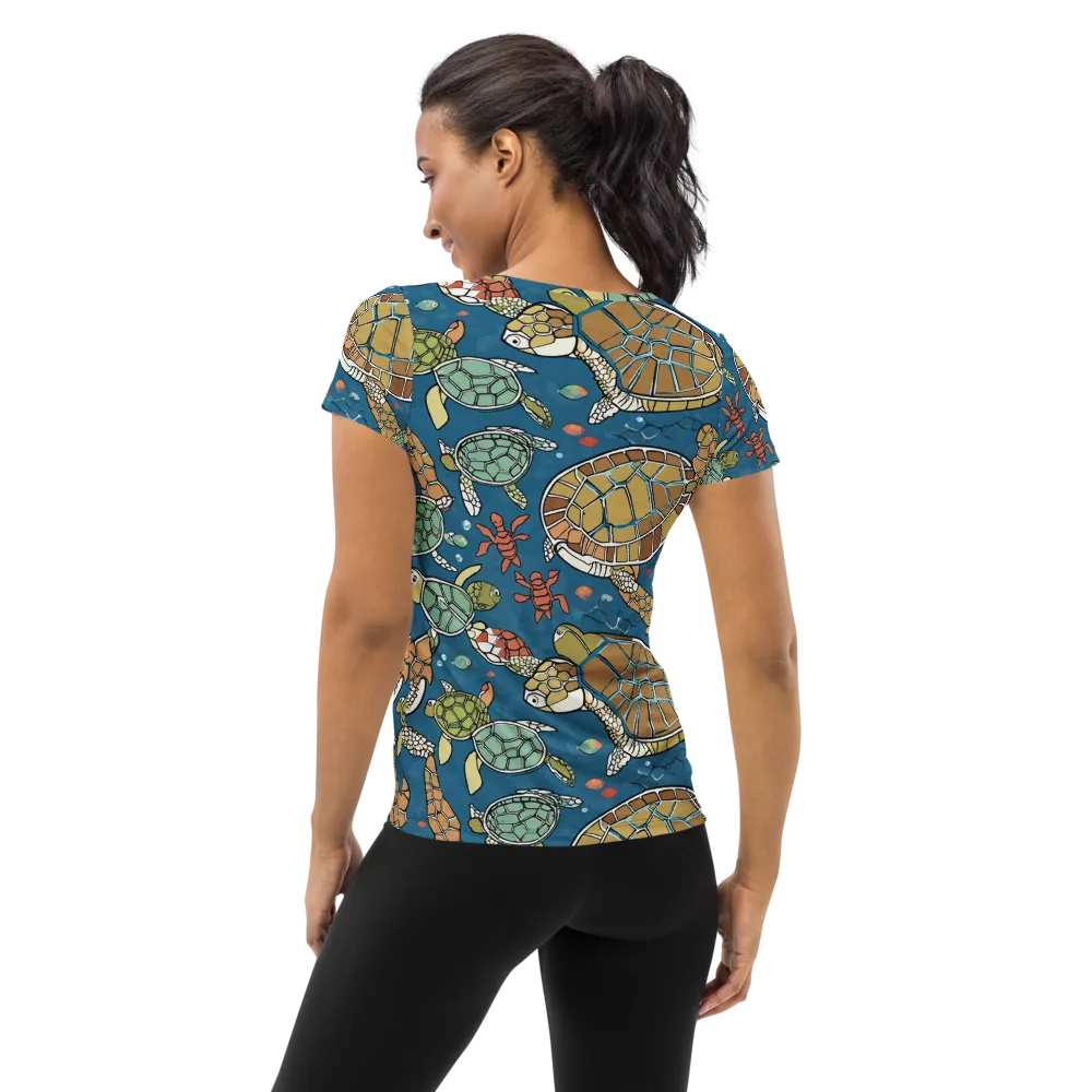 Tidal Tortoise on Women's Athletic T-Shirt — Back