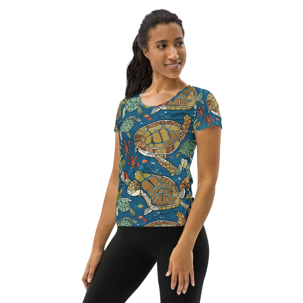 Tidal Tortoise on Women's Athletic T-Shirt — Left