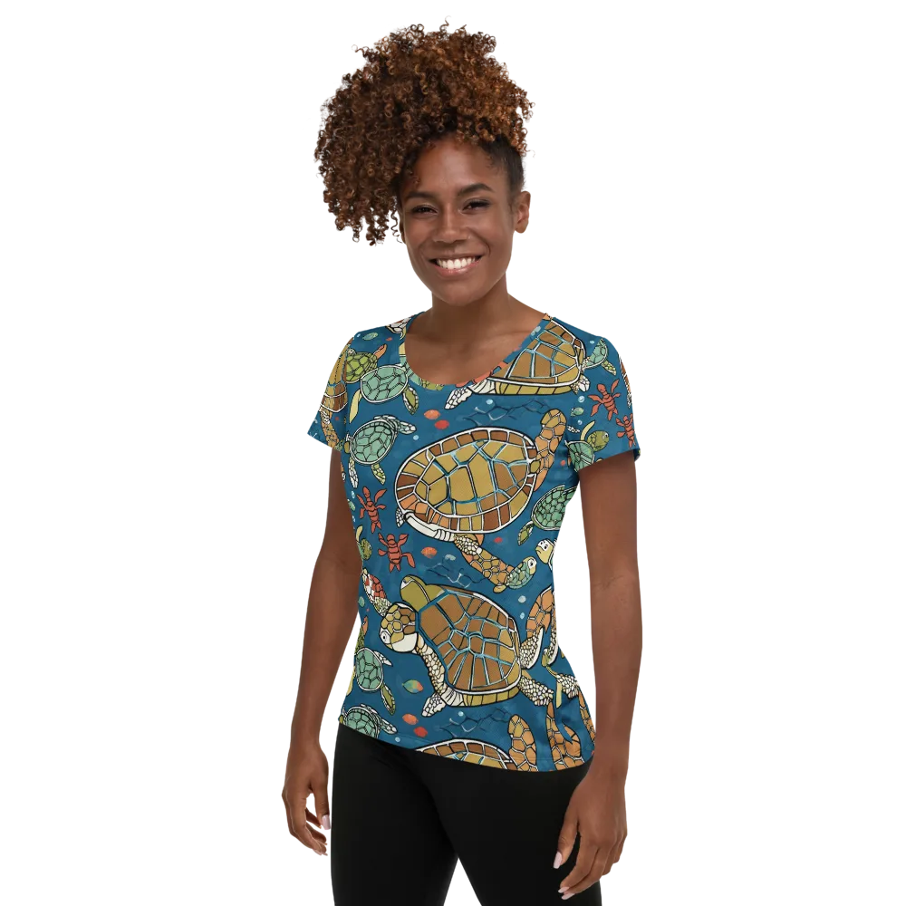 Tidal Tortoise on Women's Athletic T-Shirt — Left