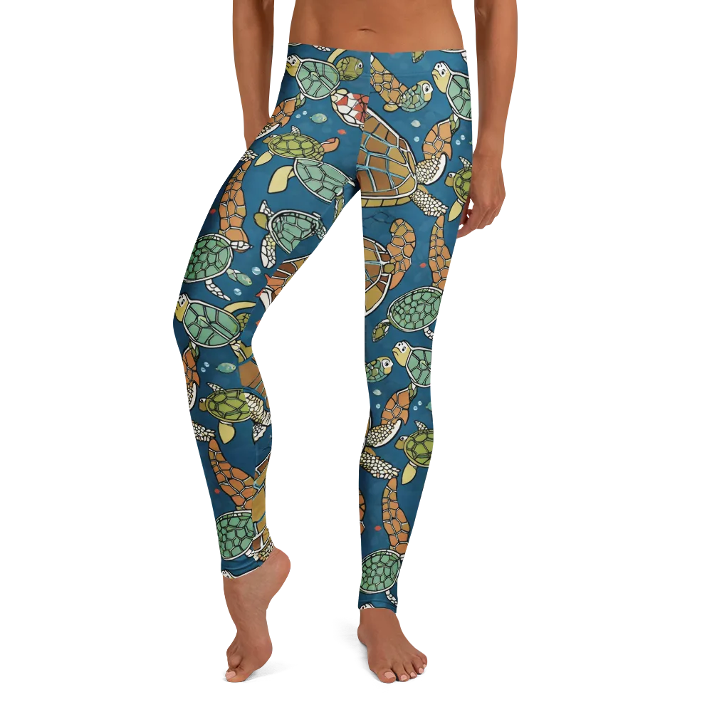 Tidal Tortoise on Leggings — Front