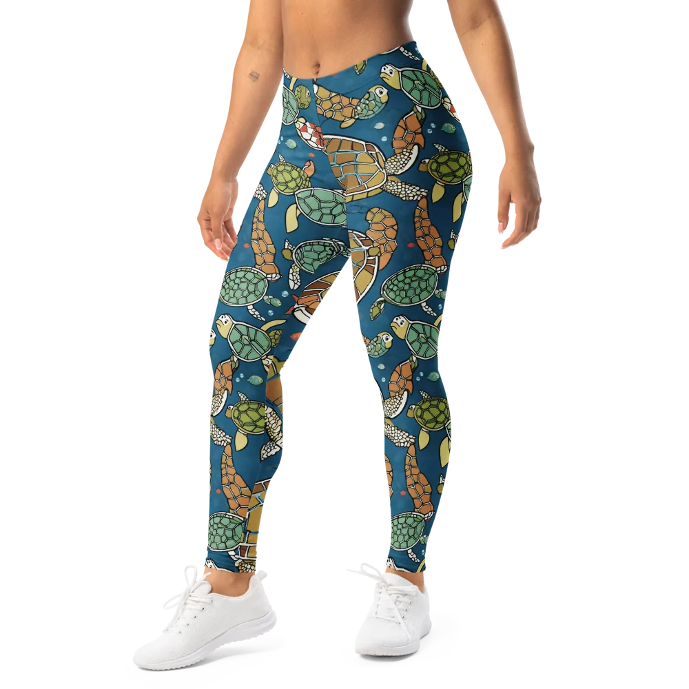 Tidal Tortoise on Leggings — Left Front