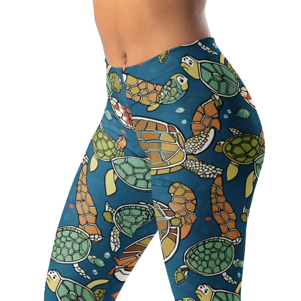 Tidal Tortoise on Leggings — Left Front