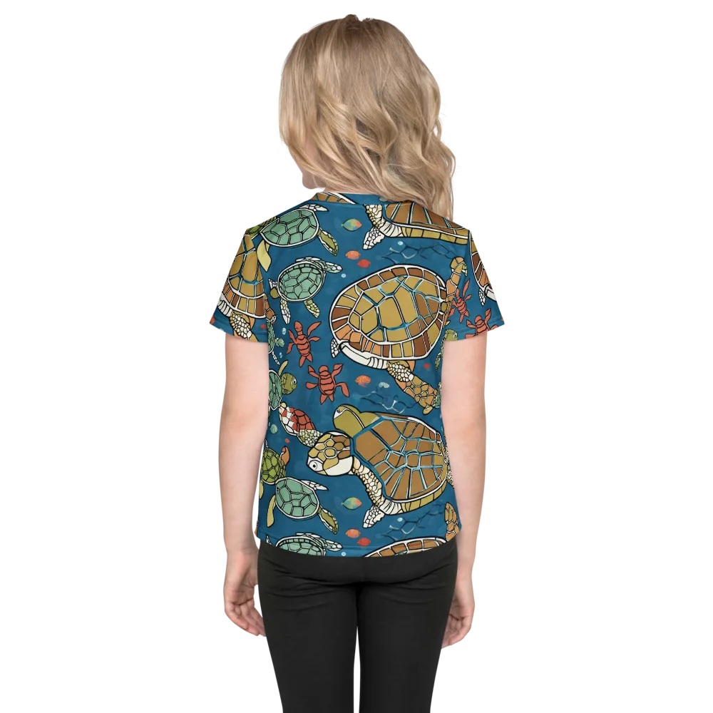 Tidal Tortoise on Kids Crew Neck T-Shirt — Back