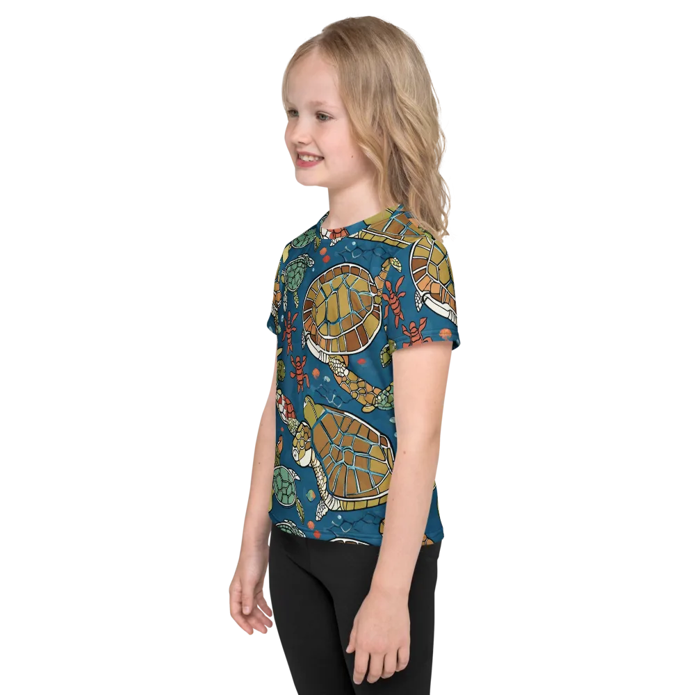 Tidal Tortoise on Kids Crew Neck T-Shirt — Left