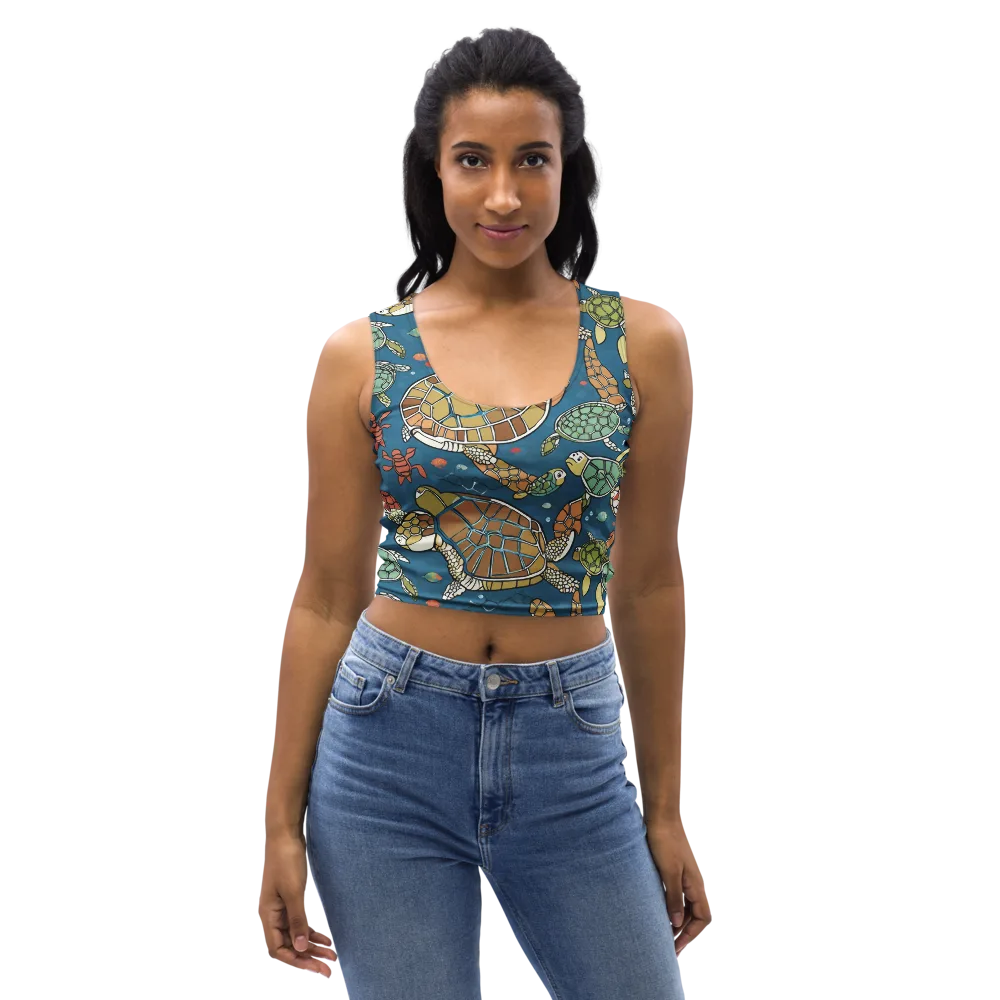 Tidal Tortoise on Crop Top — Front