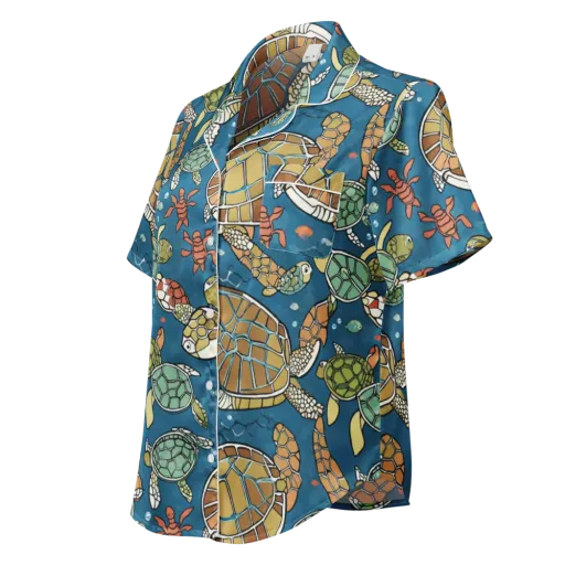 Tidal Tortoise on a Women's Short Sleeve Pajama Top