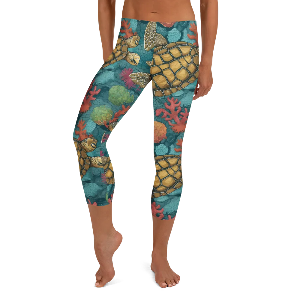 Coral Carapace on Capri Leggings — Front