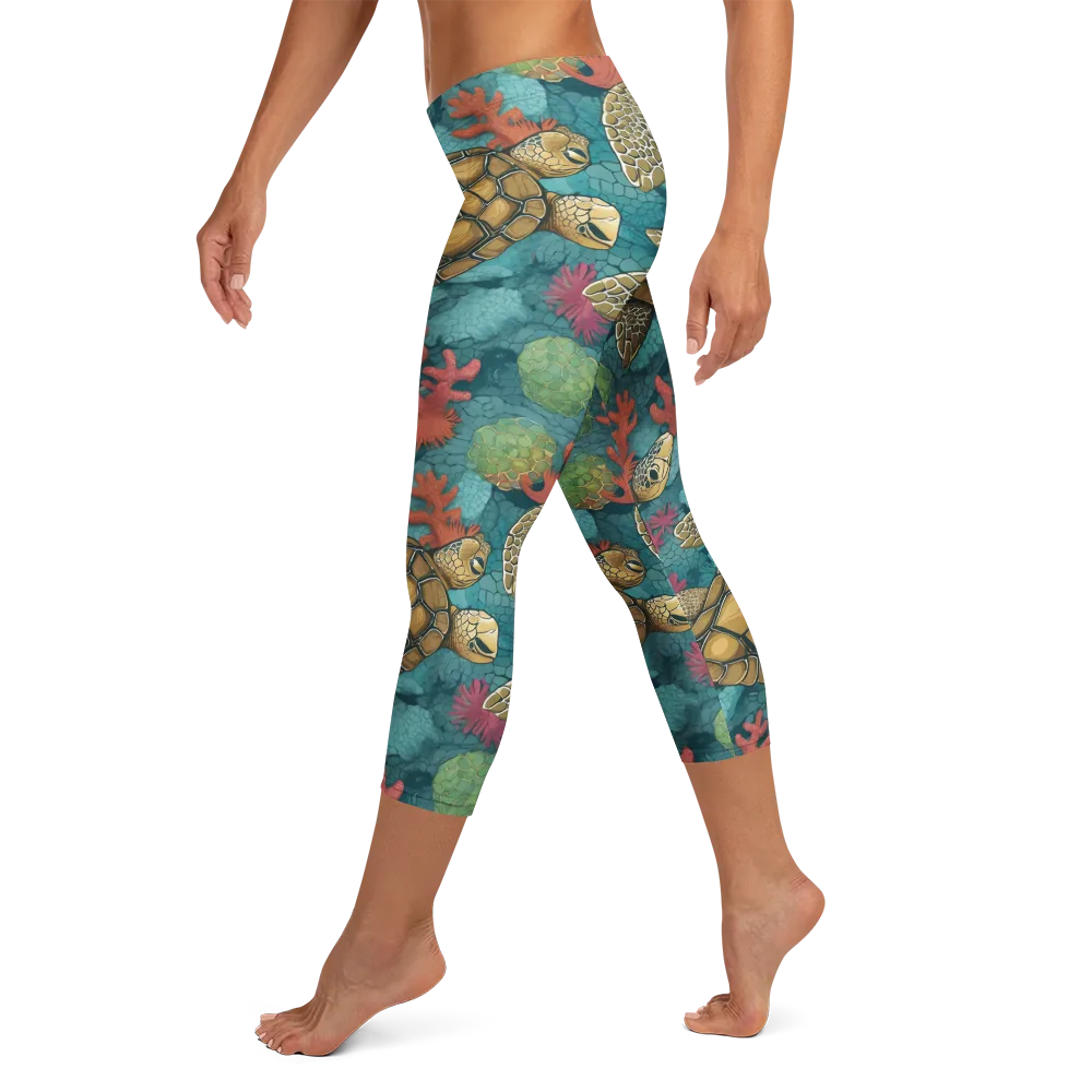 Coral Carapace on Capri Leggings — Left