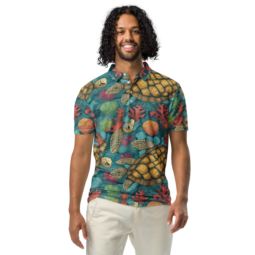 Coral Carapace on Men's Slim Fit Polo Shirt — Front