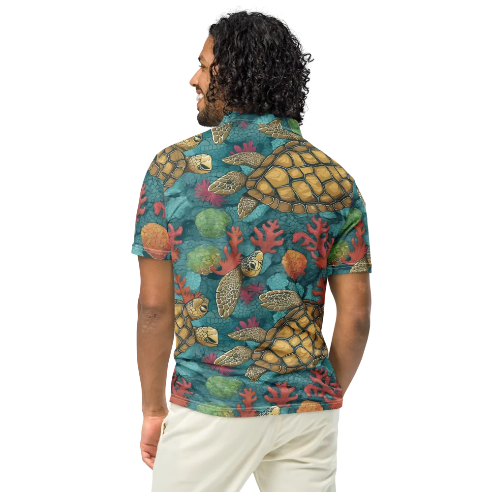 Coral Carapace on Men's Slim Fit Polo Shirt — Back