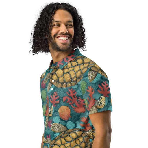 Coral Carapace on a Men's Slim Fit Polo Shirt
