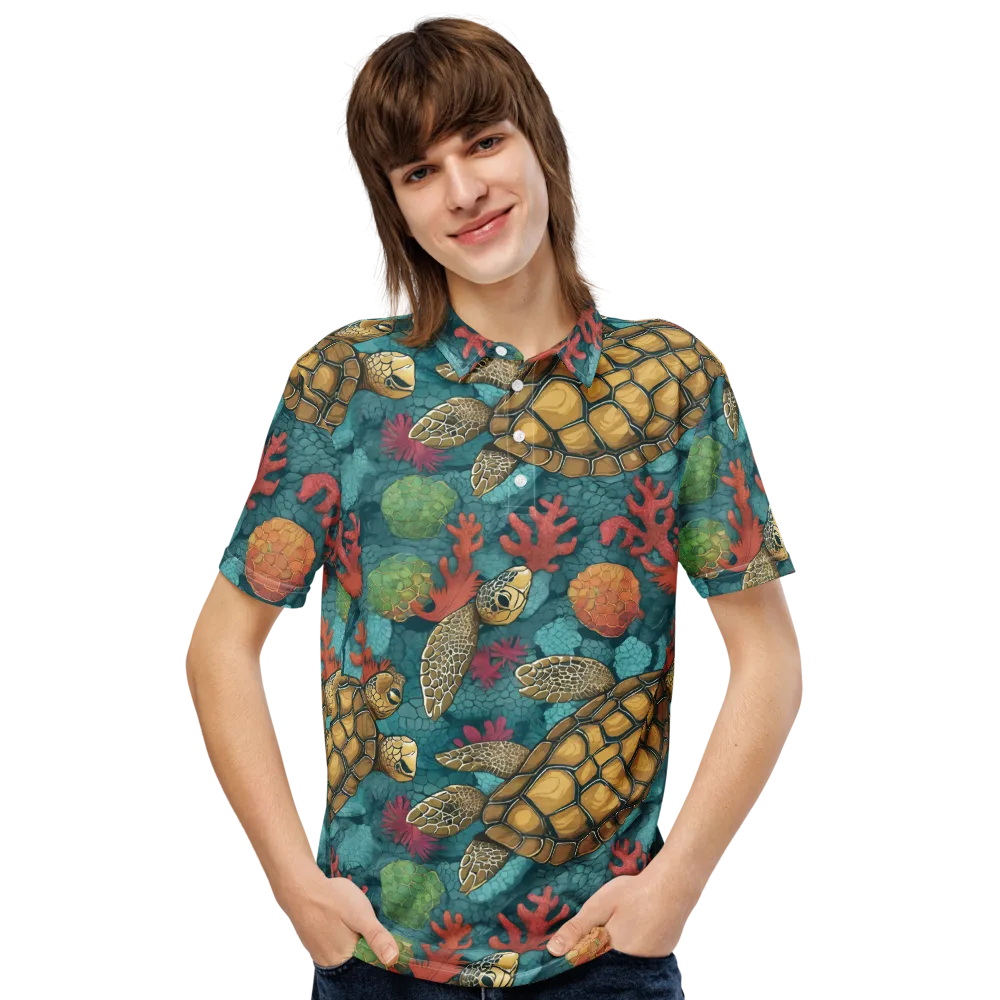 Coral Carapace on Men's Slim Fit Polo Shirt — Front