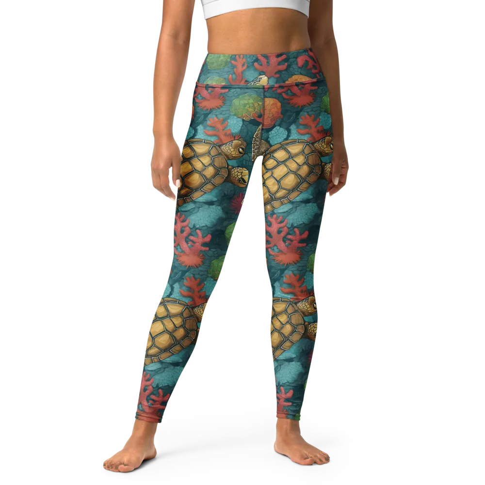 Coral Carapace on Yoga Leggings — Front