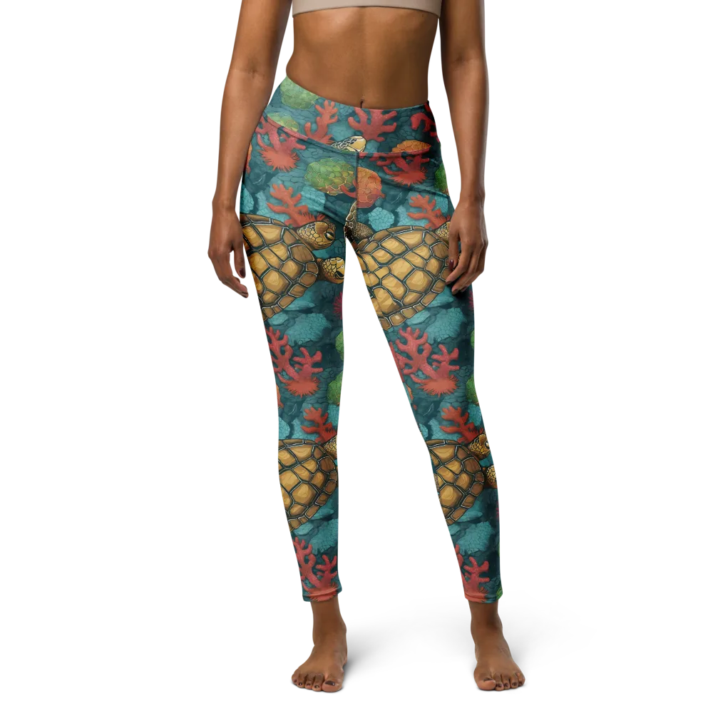 Coral Carapace on Yoga Leggings — Front