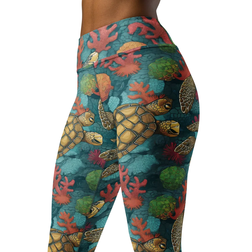 Coral Carapace on Yoga Leggings — Left Front