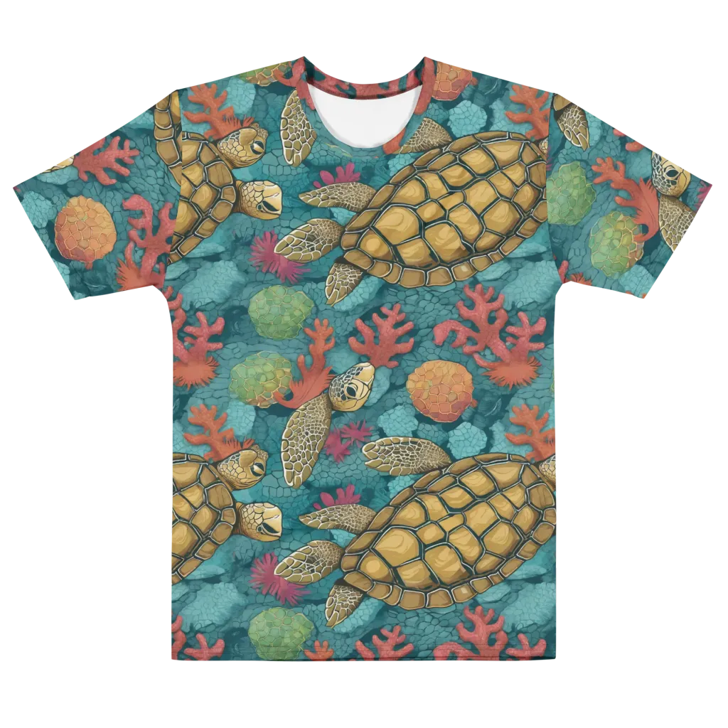 Coral Carapace on Men's Cotton Crew Neck T-Shirt — Front