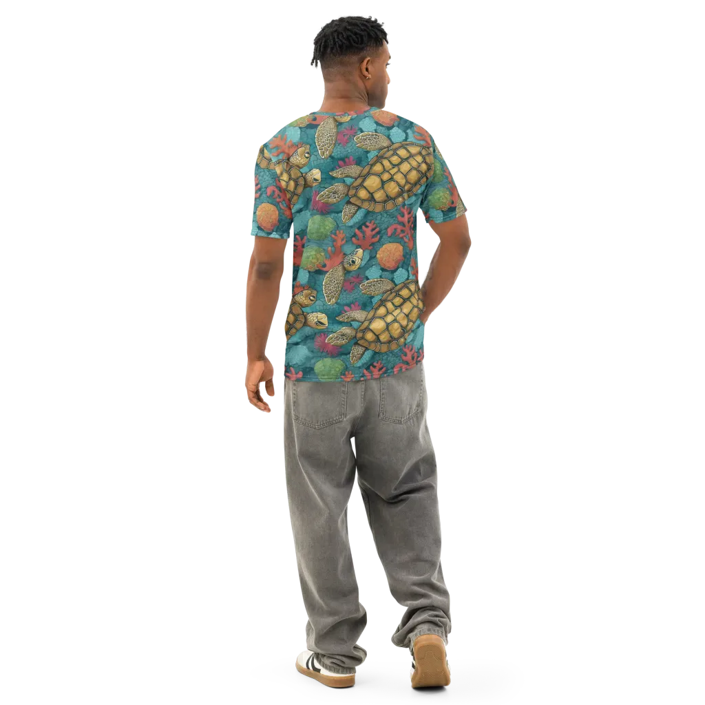 Coral Carapace on Men's Cotton Crew Neck T-Shirt — Back