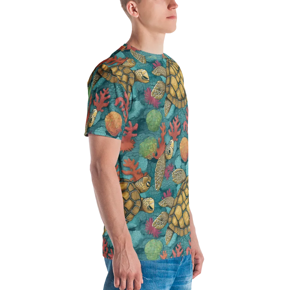Coral Carapace on Men's Crew Neck T-Shirt — Right