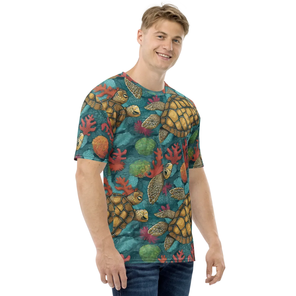 Coral Carapace on Men's Crew Neck T-Shirt — Right