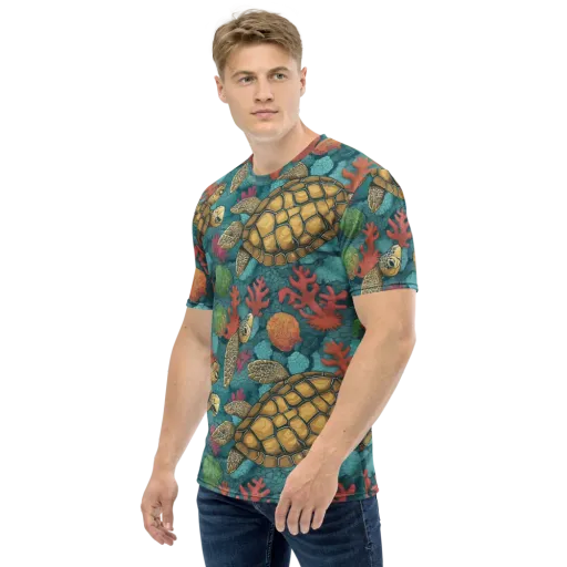 Coral Carapace on a Men's Crew Neck T-Shirt
